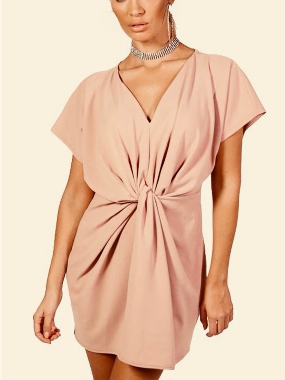 Missguided Dusky Pink Knot Front Mini Dress - NWOT - Size 8